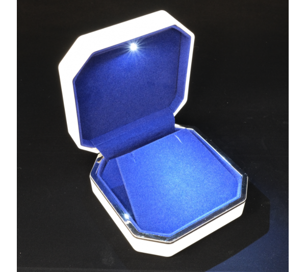 Moment Collection White/Blue LED Large Earring/Pendant Box 4" x 4" x 2" 